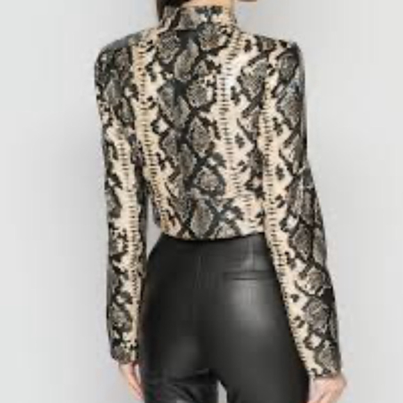 Marciano Guess snakeskin crop jacket Womens Zoe Biker faux leather fits Small - Picture 2 of 13